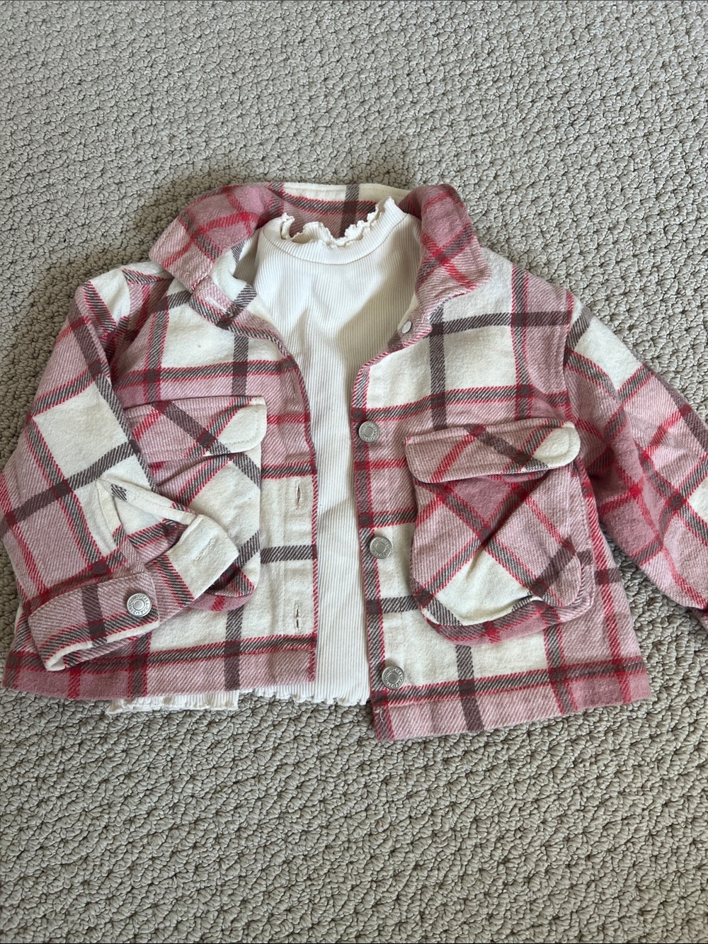 Zara Pink and Cream Jacket with Ribbed Long-Sleeve Top
